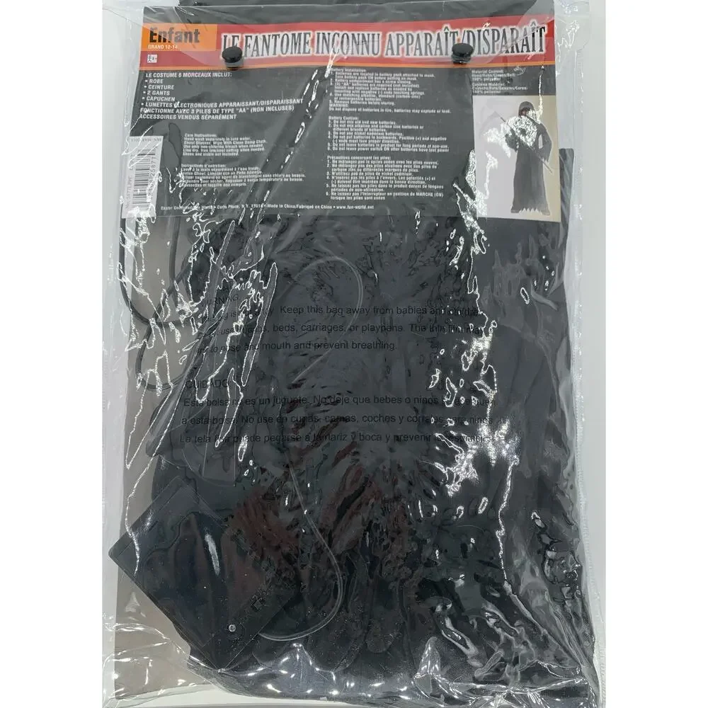 Phantom Costume Halloween Unknown Fade In/Out Child Sz Large 12-14 Robe Glasses